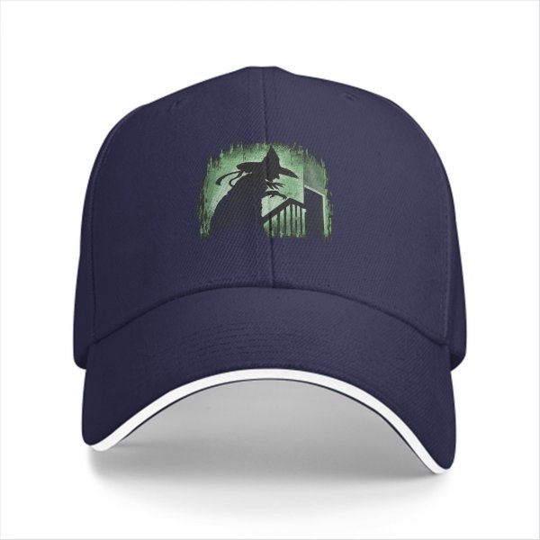 Black Baseball Cap with Spooky Witch Silhouette Halloween Print