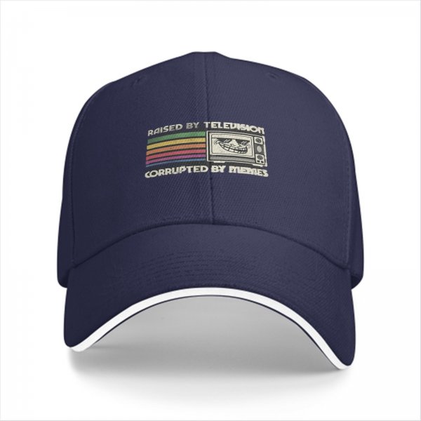 Raised by Television Corrupted by Memes Graphic Baseball Cap