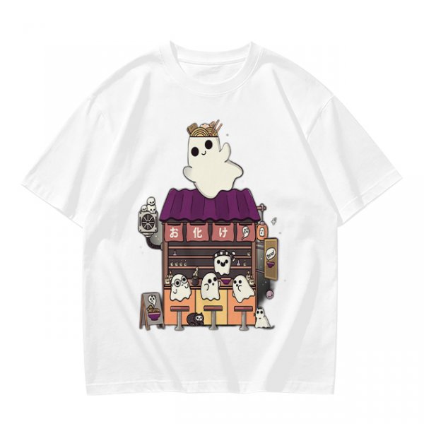 Olive T-Shirt With Ghost Ramen Shop Graphic