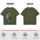 Olive Anime Graphic T-Shirt With Warrior And Giant Artwork