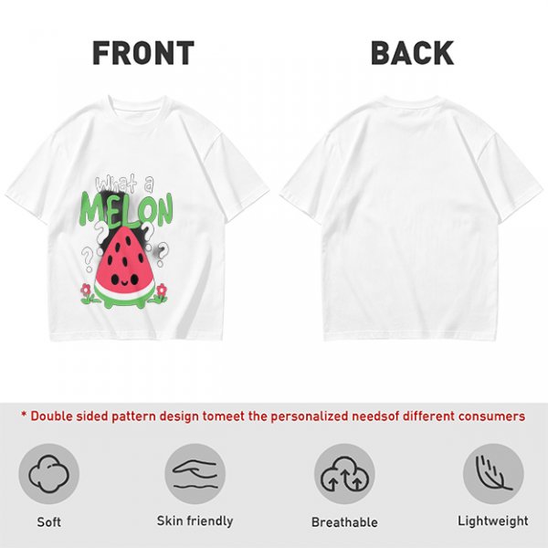 Olive T-Shirt With Cute Watermelon 'What A Melon' Graphic Design