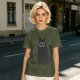 Oversized Olive T-Shirt With Cute Black Cat Graphic Print
