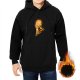 Black hoodie with glowing orange anime-style graphic print