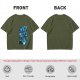 Olive Green T-Shirt with Blue Abstract Graphic Print