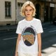Olive t-shirt with space pizza graphic and Houston have pizza text
