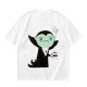 Olive T-Shirt With Tired Vampire Holding Bat Mug Graphic