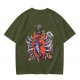 Olive T-Shirt with Dark Fantasy Monster Skeleton Art Print