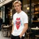 Olive T-Shirt With Cute Cartoon Heart Lifting Dumbbells Print
