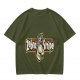 Olive green graphic t-shirt with zebra stripe design