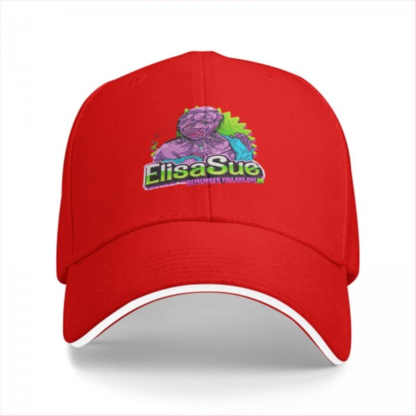 Black baseball cap with Elisa Sue graphic and text print
