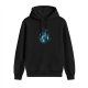 Black hoodie with dark forest cat silhouette graphic print