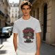 Olive t-shirt with cat graphic and 'You Found The Remote' movie text