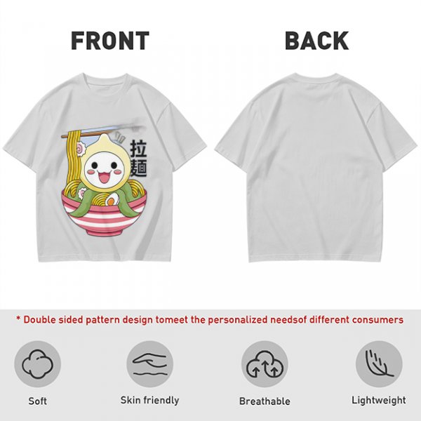 Owl-like character in ramen bowl graphic olive green t-shirt