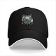 Black Baseball Cap With Japanese Style Cat Mask Art Print