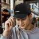 Black baseball cap with vintage lunch tray graphic design