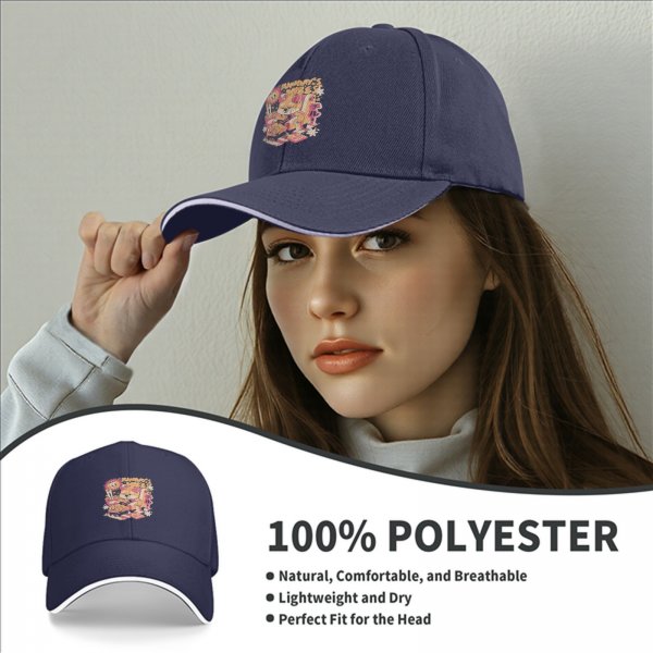 Black Baseball Cap with Relaxed Shiba Inu Summer Vibes Graphic