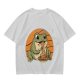 Olive Green T-Shirt Featuring a Frog Eating Spaghetti Graphic