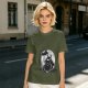 Olive t-shirt with Totoro and small spirits under full moon print