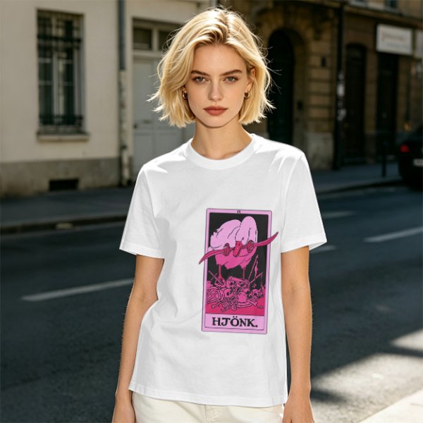 Olive T-Shirt With Tarot Card Style Goose Print HJÖNK