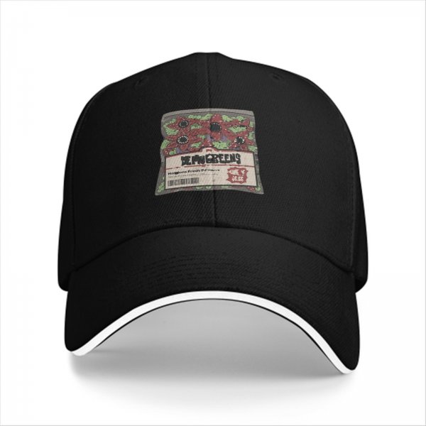 Black Baseball Cap With Demogorgons Graphic Print