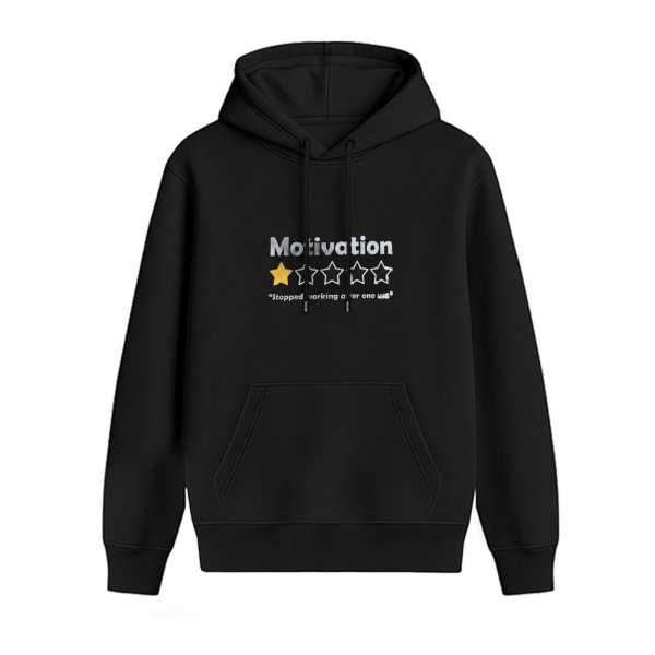 Motivation 1 Star Rating Funny Graphic Black Hoodie