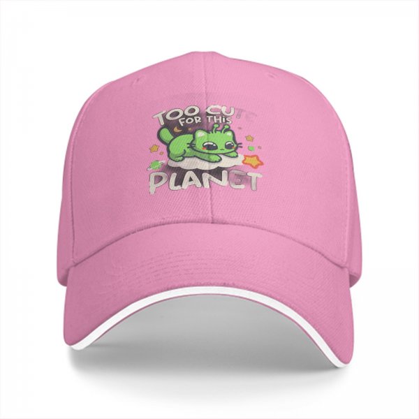 Too Cute For This Planet Alien Cat Graphic Baseball Cap
