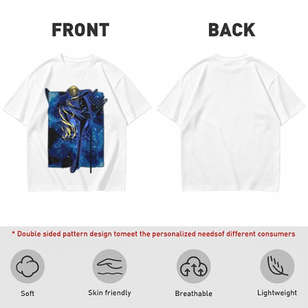 Olive T-Shirt with Cosmic Anime Character Graphic Print