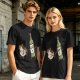 Olive T-Shirt With Cartoon Coffee Mug And Wine Bottle Print