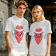 Olive T-Shirt With Cute Cartoon Heart Lifting Dumbbells Print