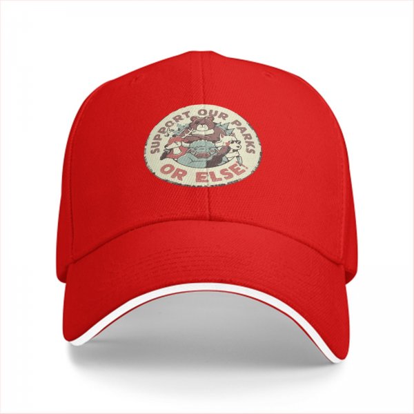 Black baseball cap with 'Support Our Parks Or Else' wildlife graphic
