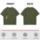 Olive Green T-Shirt With Pixel Art Skull Sword And Fire Print