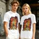 Olive T-Shirt With Fiery Skull Warrior Graphic Print