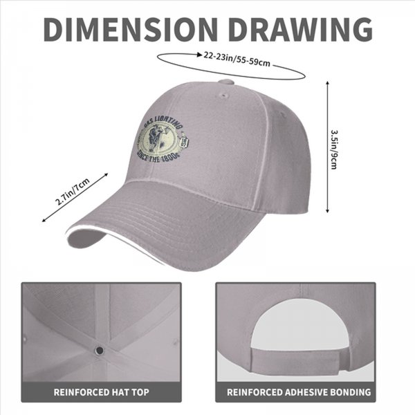 Black baseball cap with vintage Gas Lighting since 1800s graphic