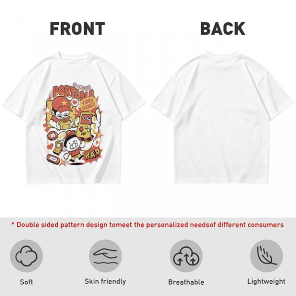 Olive T-Shirt With Retro Portable Video Games Cartoon Print