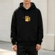 Black hoodie with cute orange tabby cat holding a knife graphic