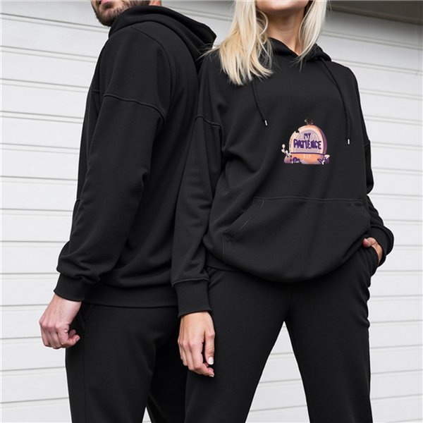 Black Hoodie With 'My Patience' Graphic Print Design