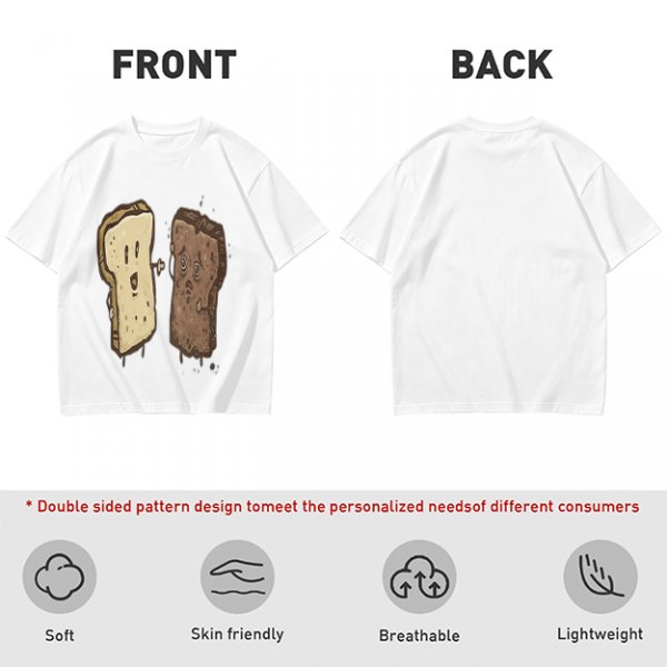 Olive T-Shirt With Surprised Light And Sad Burnt Bread Slices Graphic