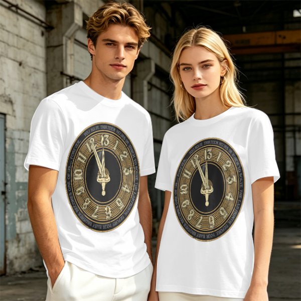 Olive T-Shirt With Thirteen Hour Clock Design