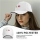 Black baseball cap with dancing pizza slice and pink heart design