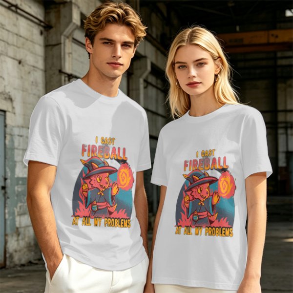 I Cast Fireball At All My Problems Dragon Wizard T-Shirt