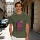 Olive T-Shirt with Purple Sunset Boat Scene Graphic