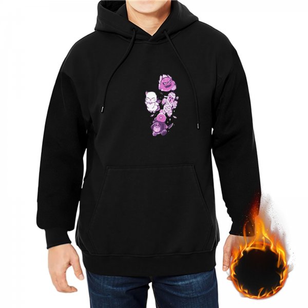 Black hoodie with cute spooky ghost and monster graphic print