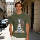 Olive T-Shirt With Meditating Llama Rainbow Graphic