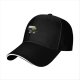 Black baseball cap with cute mushroom and yellow flowers graphic