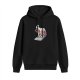 Black hoodie with funny burning matchstick cartoon print