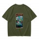 Olive T-Shirt with Stranger Hobbs Upside Down Comic Print