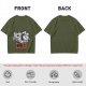 Olive T-Shirt With Cartoon Characters And 'CLUB' Graphic Print