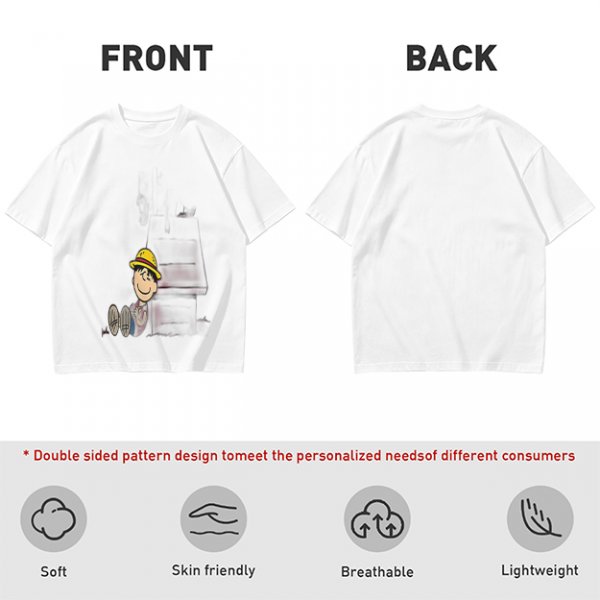 Olive Green T-Shirt with Smiling Boy in Yellow Hat Graphic