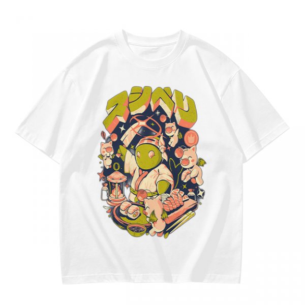 Olive T-Shirt With Final Fantasy Tonberry Moogle Sushi Art Print