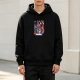 Black hoodie with whimsical magical creature and book graphic